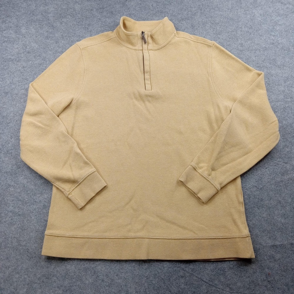 Tasso Elba Sweater Mens‎ Large Beige Quarter Zip Mock Neck Cotton Pullover